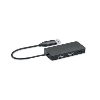 HUB-C USB rozbočovač s 20cm kabelem black