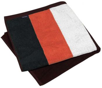 STRIPED BEACH TOWEL Black/Orange/White/Chocolate 90X180