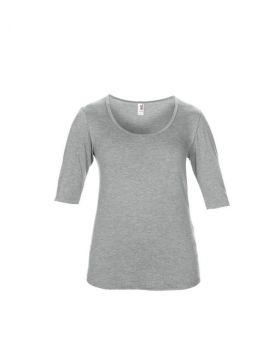 WOMEN’S TRI-BLEND DEEP SCOOP 1/2 SLEEVE TEE Heather Grey XS