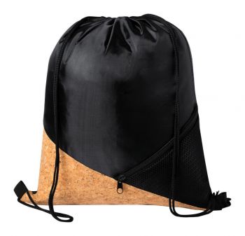 Flicken drawstring bag black , natural