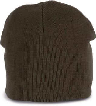 KNITTED ORGANIC COTTON BEANIE Dark Khaki U