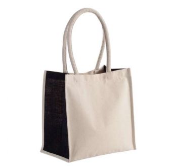 COTTON / JUTE TOTE BAG - 17L Natural/Black U