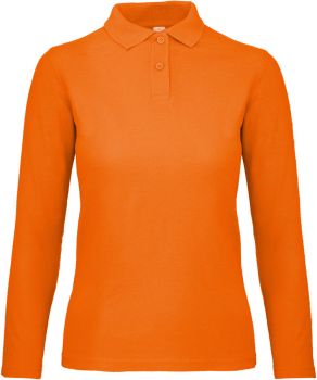 B&C | Dámské piqué polo s dlouhým rukávem orange S