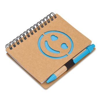 SMILE sada zápisníku a pera, světle modrá
