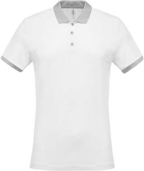 MEN'S TWO-TONE PIQUÉ POLO SHIRT White/Oxford Grey L