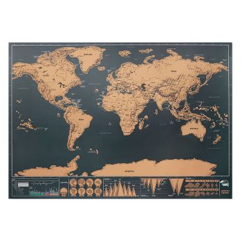 BEEN THERE Stírací mapa světa 42x30cm beige