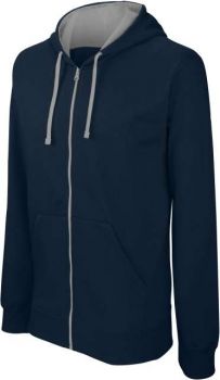 MEN'S CONTRAST HOODED FULL ZIP SWEATSHIRT Navy/Fine Grey M