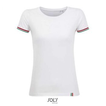 SOL'S RAINBOW WOMEN - SHORT SLEEVE T-SHIRT White/Red/White/Kelly Green L