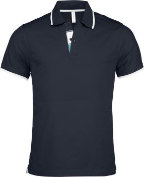 Kariban | Pánské kontrastní piqué polo navy/white/light turquoise XL