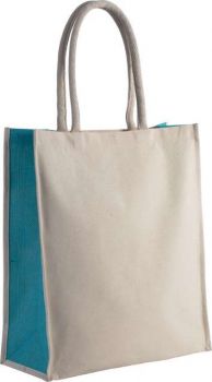 COTTON / JUTE TOTE BAG - 23L Natural/Turquoise U