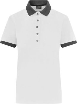 James & Nicholson | Dámské kontrastní piqué polo white/anthracite melange M