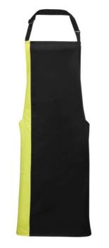 'COLOURS COLLECTION’ CONTRAST BIB APRON Black/Lime U