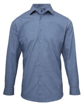 MEN'S CROSS-DYE ROLL SLEEVE POPLIN BAR SHIRT Indigo Denim S
