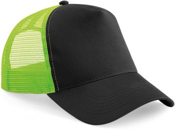 Beechfield | 5 panelová Trucker kšiltovka black/lime green onesize