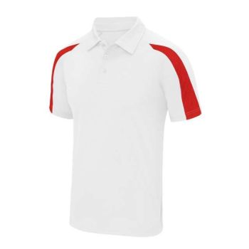 CONTRAST COOL POLO Arctic White/Fire Red L