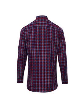 'SIDEHILL' CHECK - MEN'S LONG SLEEVE COTTON SHIRT Navy/Red S