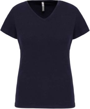 LADIES' SHORT-SLEEVED V-NECK T-SHIRT Navy S