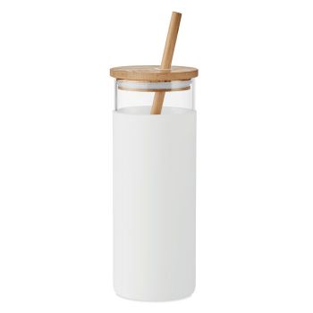 STRASS Pohár s bambusovým víčkem white