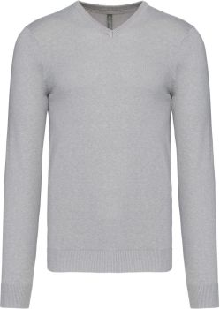 Kariban | Pánský svetr s výstřihem do V grey melange XL