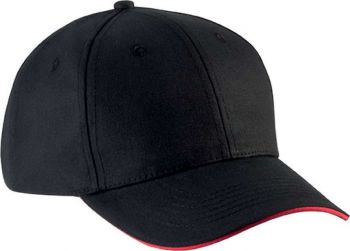 SANDWICH PEAK CAP - 6 PANELS Black/Red U