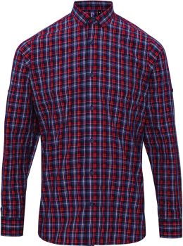 Premier | Popelínová košile "Sidehill" s dlouhým rukávem navy/red M