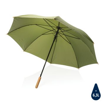 27" bambusový auto-open dáždnik Impact zo 190T RPET AWARE™ zelená