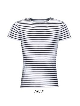 SOL'S MILES MEN - ROUND NECK STRIPED T-SHIRT White/Navy L