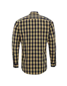 'MULLIGAN' CHECK - MEN'S LONG SLEEVE COTTON SHIRT Camel/Navy L