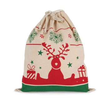 DRAWSTRING BAG WITH CHRISTMAS PATTERNS Natural U