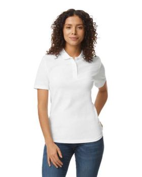 SOFTSTYLE<SUP>®</SUP> LADIES' DOUBLE PIQUÉ POLO WITH 3 COLOUR-MATCHED BUTTONS White M