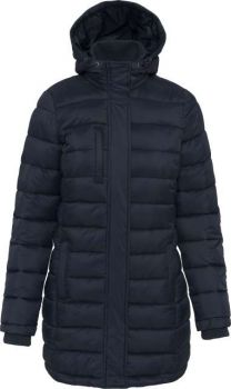 LADIES' LIGHTWEIGHT HOODED PADDED PARKA Navy S