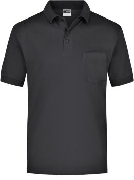 James & Nicholson | Piqué polo s náprsní kapsou black XL