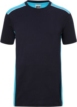 James & Nicholson | Pánské pracovní tričko - Color navy/turquoise XL