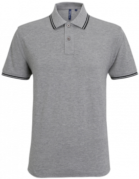 MEN'S CLASSIC FIT TIPPED POLO Heather Grey/Black 2XL