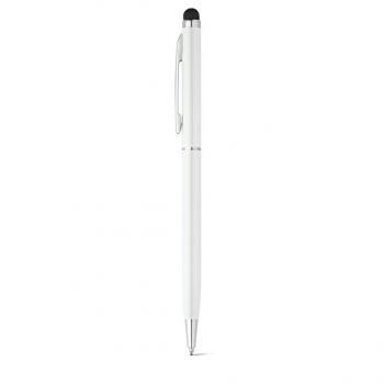 ZOE BK. Guľôčkové pero s dotykovou špičkou z hliníka Biela