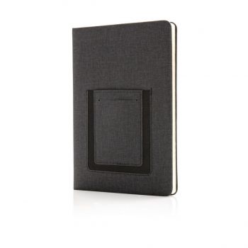 Kvalitný zápisník A5 s vreckom na telefón čierna
