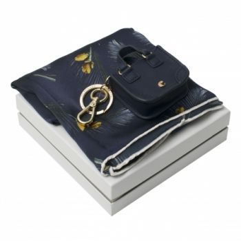 Set Victoire Navy (key ring & silk scarf)