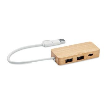 HUBBAM Bambusový USB rozbočovač wood