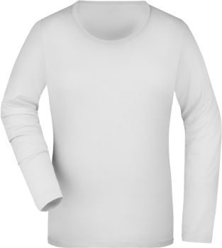 James & Nicholson | Dámské elastické tričko s dlouhým rukávem white S