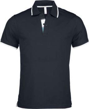 MEN'S SHORT-SLEEVED POLO SHIRT Navy/White/Light Turquoise L