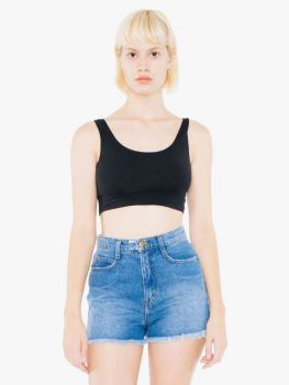 COTTON SPANDEX CROP TANK Black M