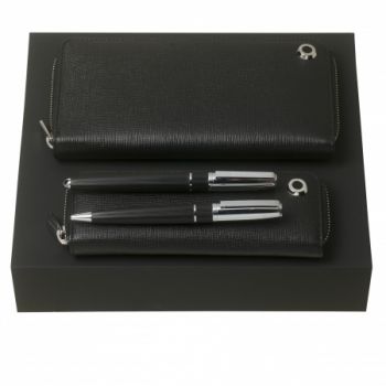 Set HUGO BOSS (ballpoint pen, fountain pen, case & long zipped folder)