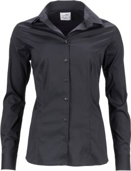 James & Nicholson | Popelínová halenka "Slim Fit" black S