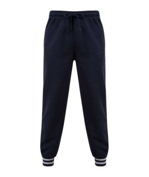 JOGGERS WITH STRIPED CUFFS Navy/Heather Grey S