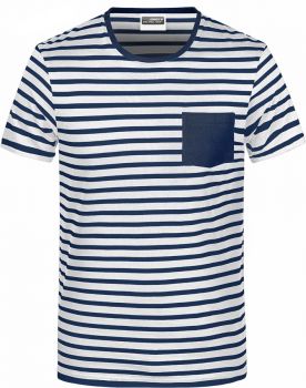 James & Nicholson | Pánské pruhované tričko white/navy XL