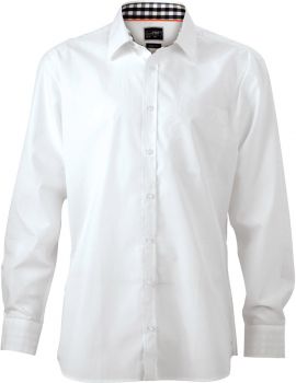 James & Nicholson | Popelínová košile s kostkovanými vsadkami white/black white XXL