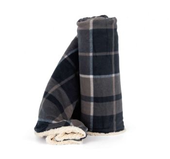 SHERPA BLANKET Storm Grey/Navy checked U