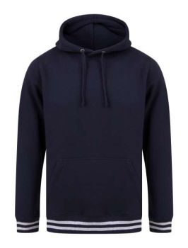 HOODIE WITH STRIPED CUFFS Navy/Heather Grey XS