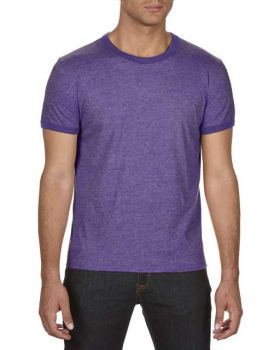 ADULT LIGHTWEIGHT RINGER TEE Heather Purple/Purple L