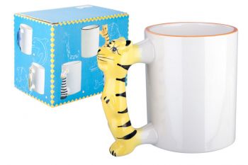 Tiger mug for children žltá , white